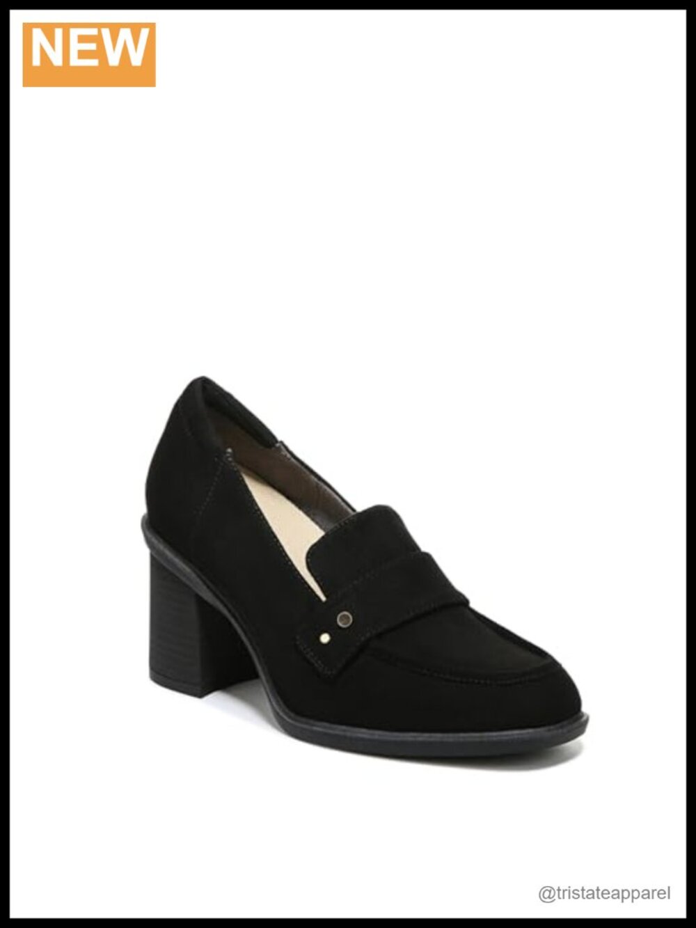 Heeled Loafer with Recycled Materials Slip-On Block Heel Square Toe